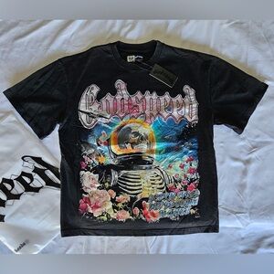 Godspeed Graphic Tee with Floral Astronaut Print